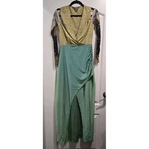 BL^NK LONDON Off-shoulder Maxi Dress, Wrap Style, Sheer Sleeves NWOT ONE SIZE